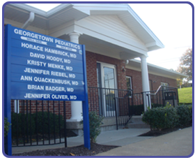Georgetown Pediatrics serves Georgetown, Lexington, Paris, Midway, White Sulphur, Stamping Ground, Sadieville, Cynthiana, Versailes with Pediatrics Services offered by Ann N. Quackenbush, Brian Badger, Horace Hambrick, David Hoddy, Kristy Menke, Jennifer Oliver, Jennifer Riebel, Pediatrics Services in Georgetown Kentucky